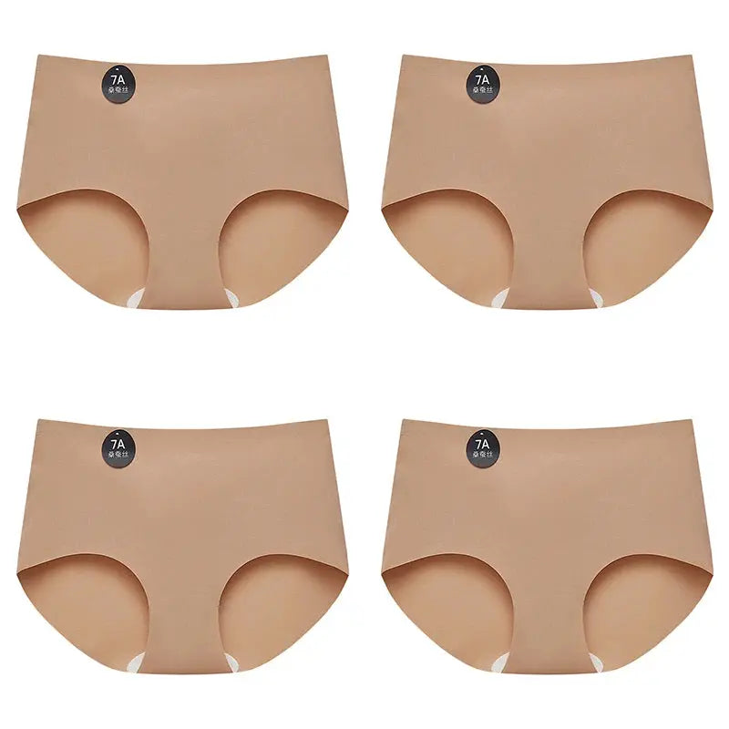 Falllsweet seamless Mulberry silk briefs set of 4 in nude beige by Simples Market