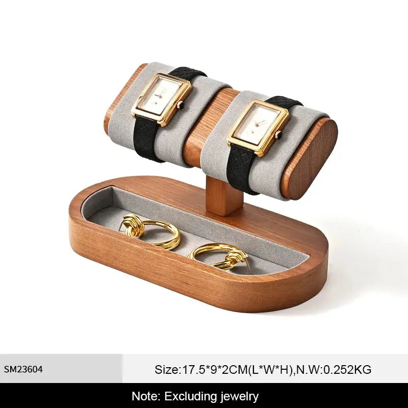 WoodTen Solid Wood Watches Display Stand Elegant Jewelry Organizer For Watches Necklaces Bracelets Bangles
