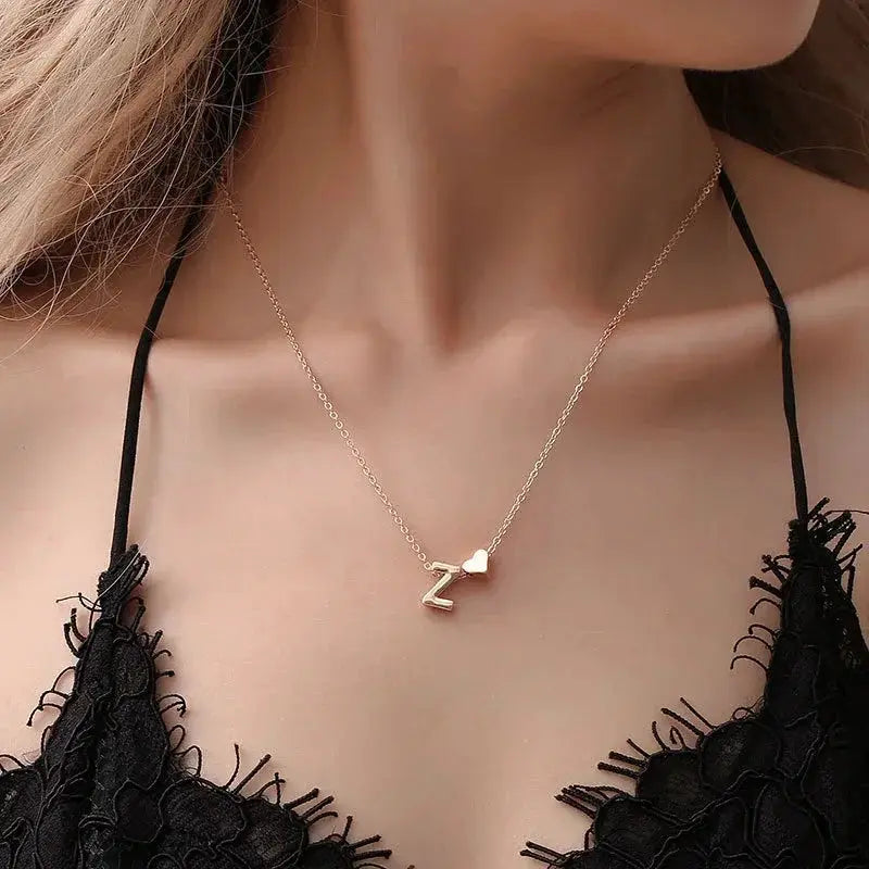 Dainty Tiny Heart Initial Necklace For Women Gold Or Silver Pendant Jewelry Personalized Letter Gift