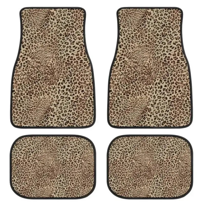 Leopard print car floor mats set by Simples Market, 4-piece all-weather universal mats for front and rear seats