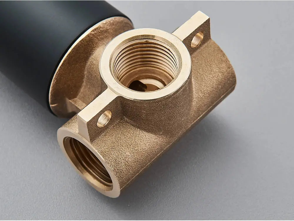 Brass mixer tap valve with black chrome finish and concealed diverter for hot/cold water
