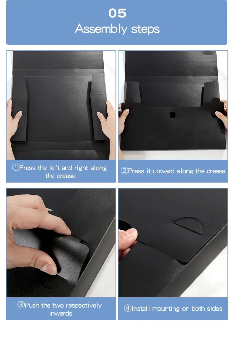 A3 document file box by Simples Market, foldable buckle, black waterproof large-capacity plastic storage