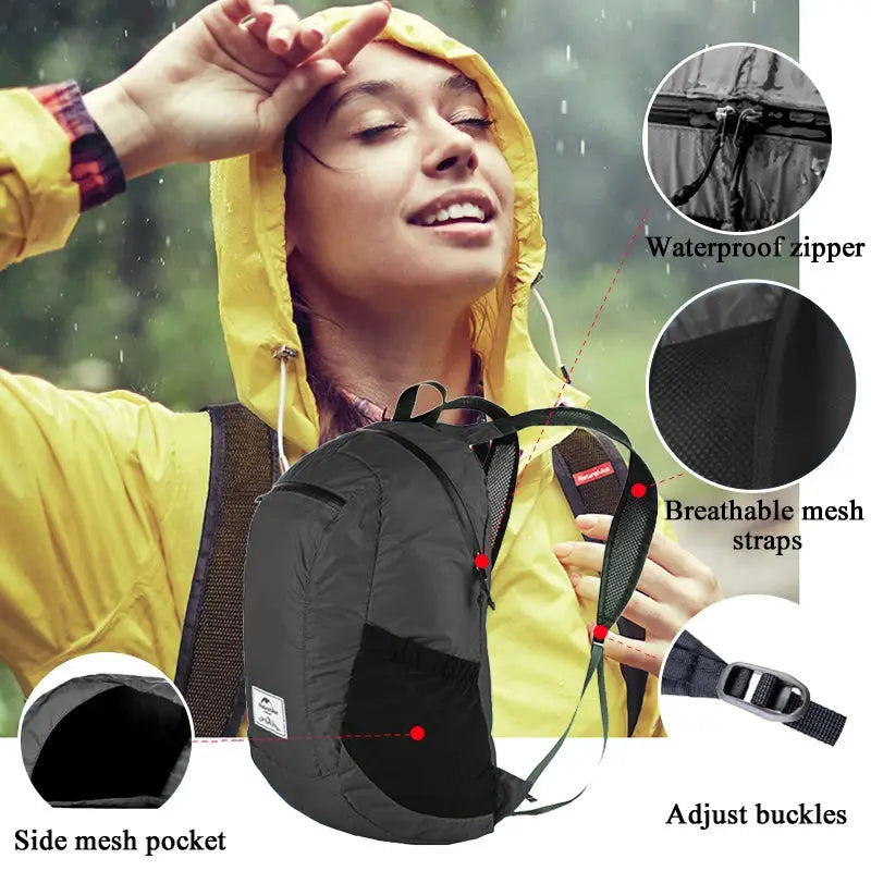 Naturehike 18L Camping Backpack Ultralight Waterproof Nylon Foldable For Outdoor Travel And Hiking
