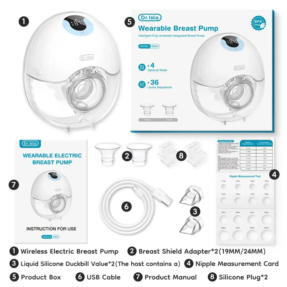 Wearable Breast Pump Hands Free Electric Milk Collector With LED Display 4 Modes 36 Levels Lightweight Comfort