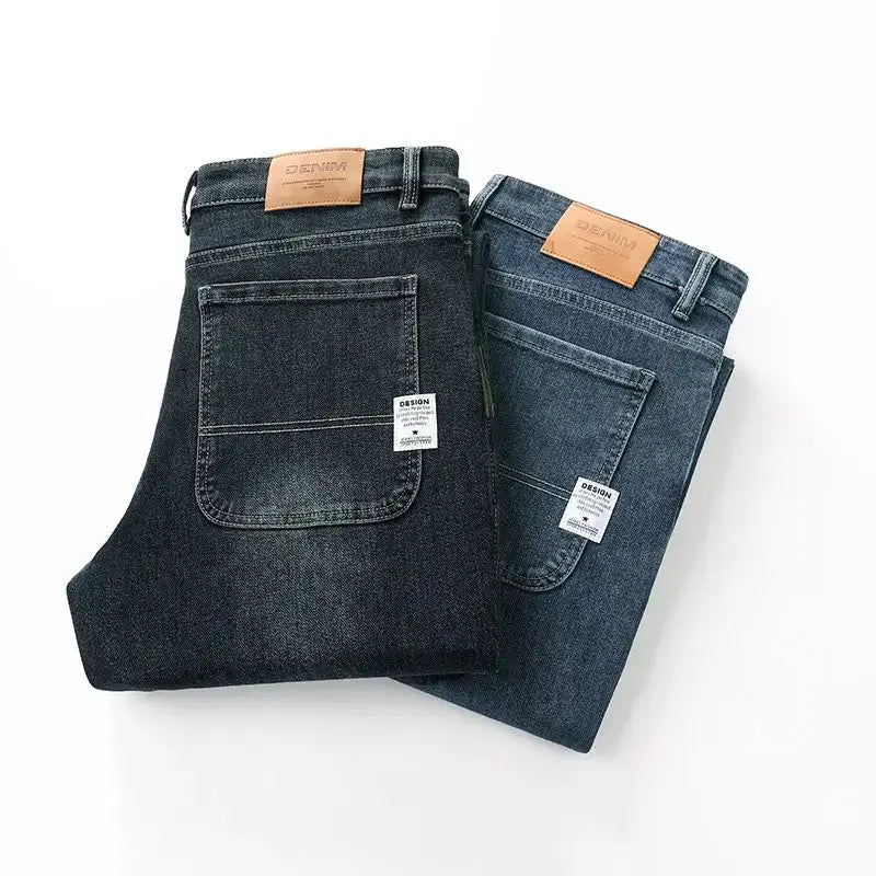 Simples Market men's baggy denim jeans, dark wash, casual straight wide-leg, two pairs