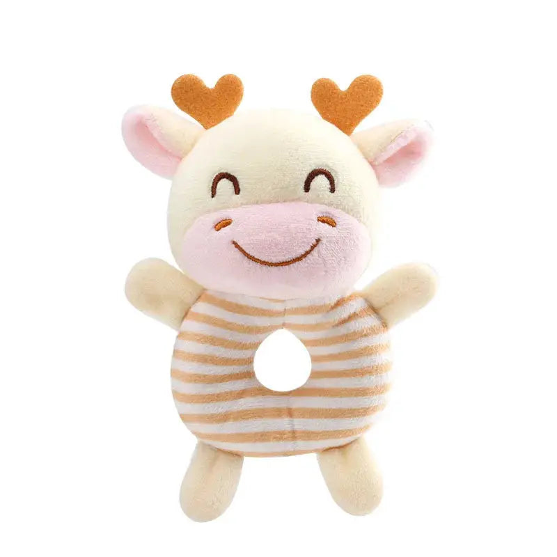Newborn Baby Rattle Toys Plush Cartoon Animals Hand Ring Toy For Infants 0 To 24 Months Early Educational Toy