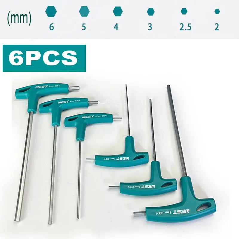 T Handle Hex Allen Key Set For Bike Repair Tools Ergonomic Grips 2mm 2.5mm 3mm 4mm 5mm 6mm 8mm