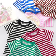 100 Percent Cotton Striped T Shirt For Kids 4 To 6 Years Red Tee Boys And Girls Wholesale Tops Childrens Clothing 2026