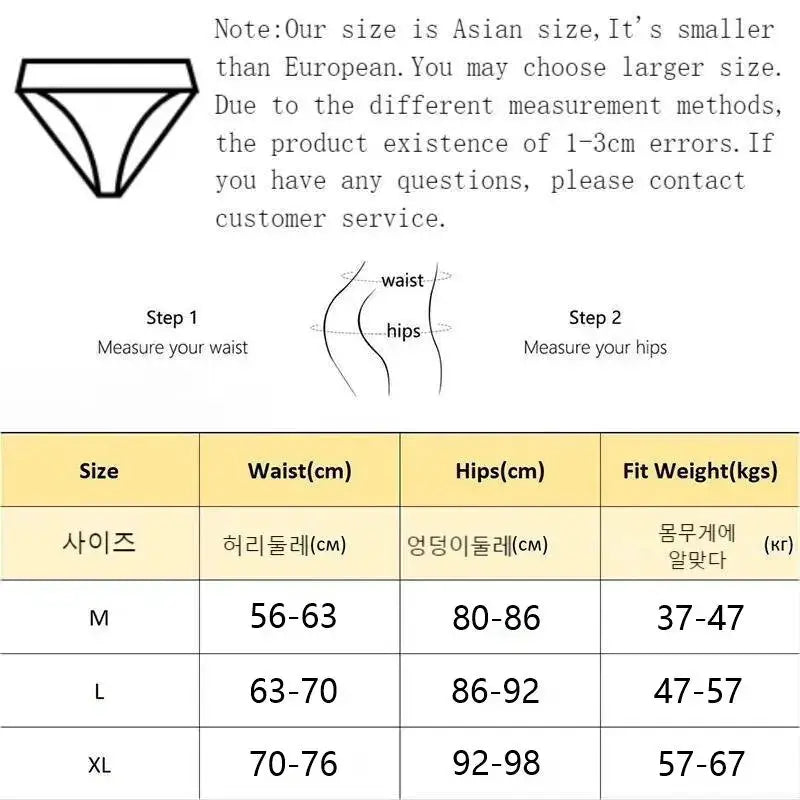 4Pcs Set women's modal seamless underwear briefs by Simples Market; solid, includes M-L-XL size chart with waist/hips guide