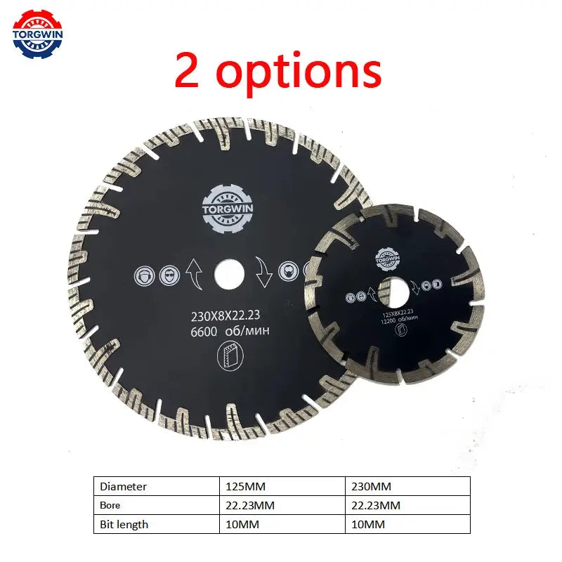 Diamond Saw Blade Dry Cut 125mm to 230mm Turbo Segments Protective Teeth for Concrete Stone Granite Wood