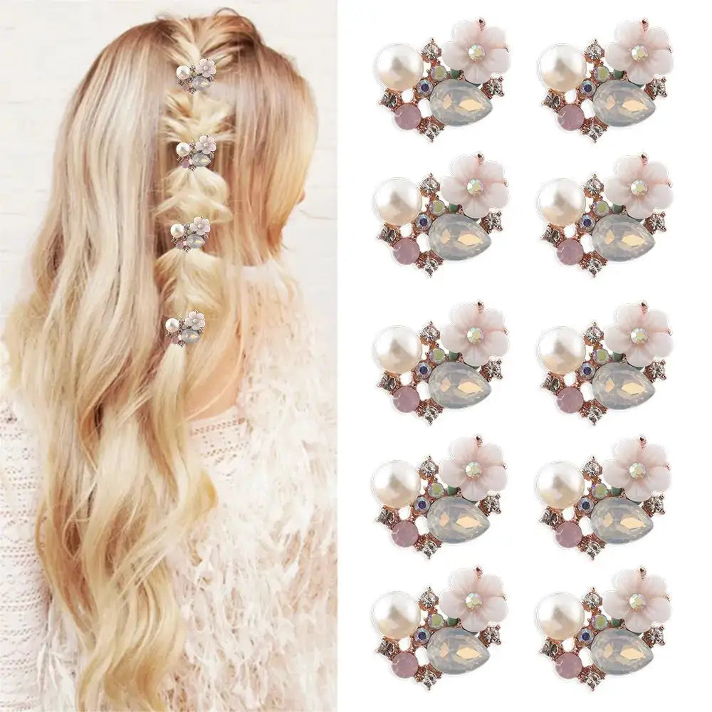 Ten Piece Exquisite Garment Buckle Flower Rhinestone Pearl Buttons for DIY Craft Sewing Accessories Apparel Decoration