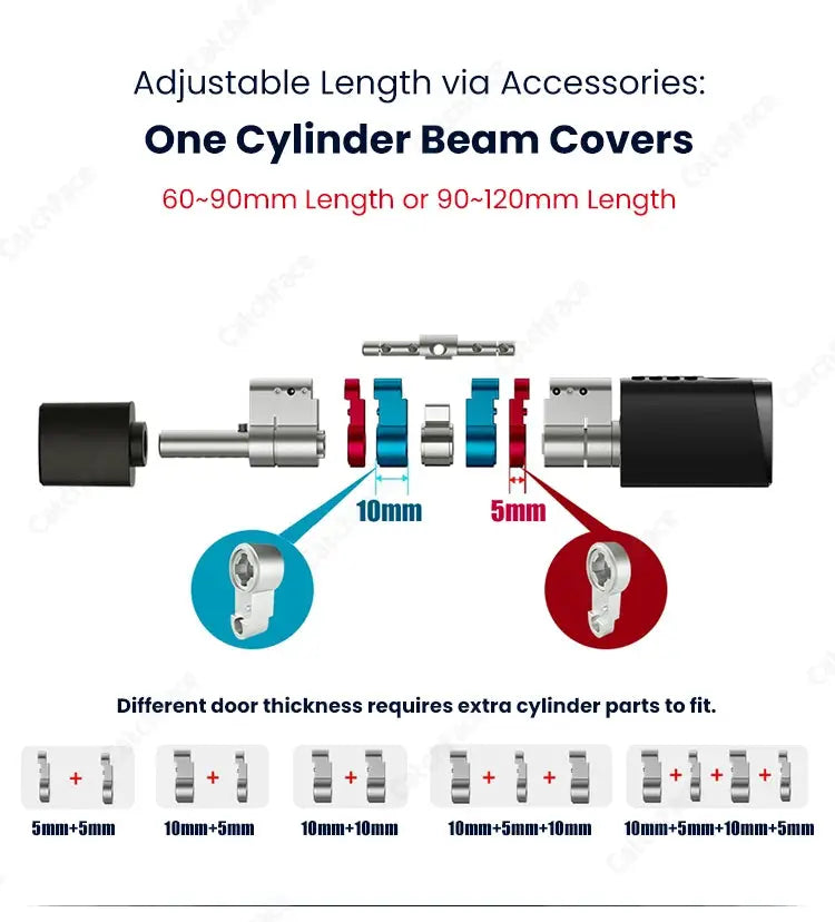 Smart cylinder door lock by Simples Market with fingerprint/RFID; IP66 waterproof; adjustable 60-90/90-120mm