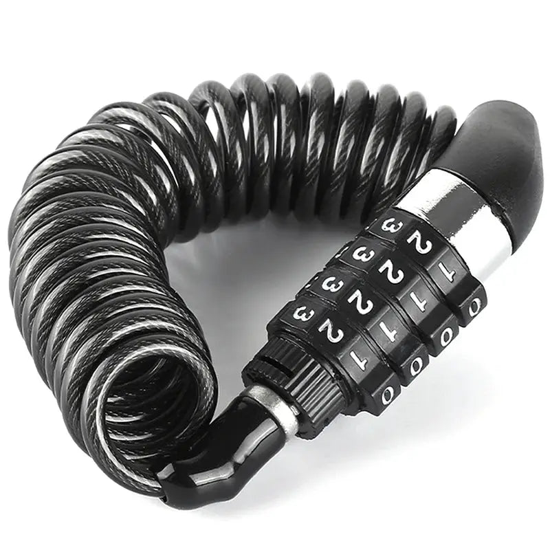 Simples Market bicycle lock with combination dials and a coiled steel wire, black