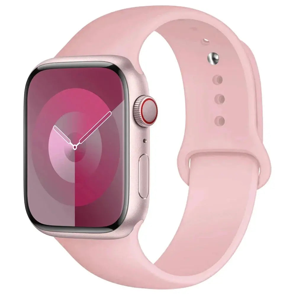 Silicone Apple Watch band by Simples Market, pink sport strap for 38–45mm watches