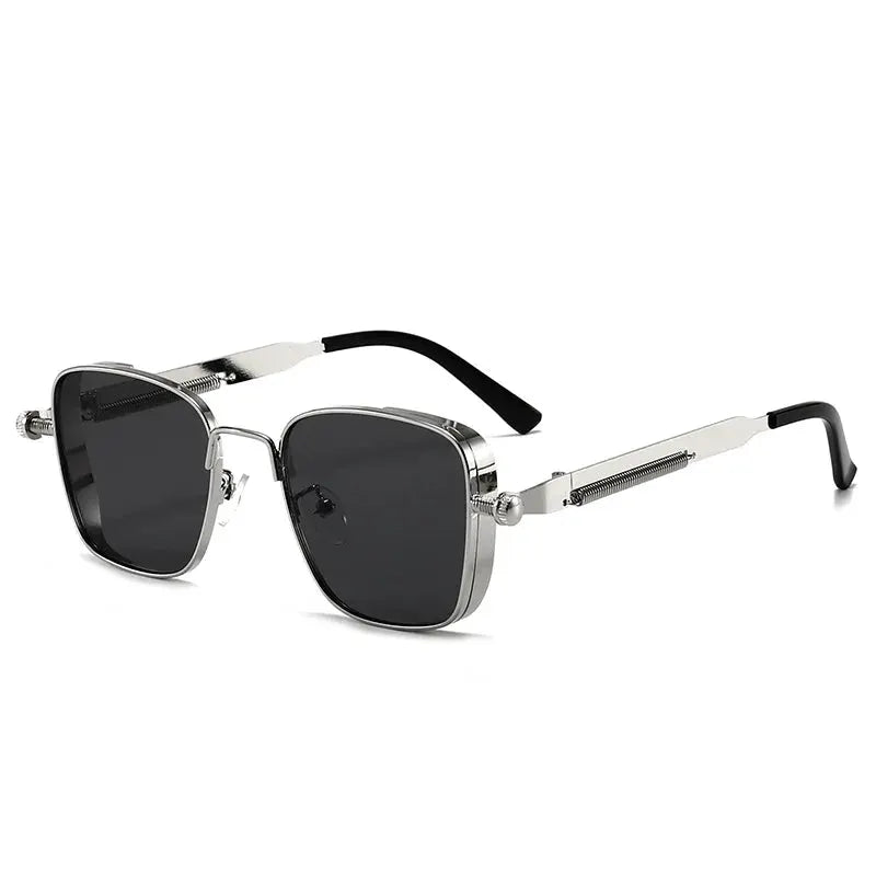 Men's Steampunk Sunglasses With Box Edging Frames European American Retro Style Metal Spring Details Indian Inspired