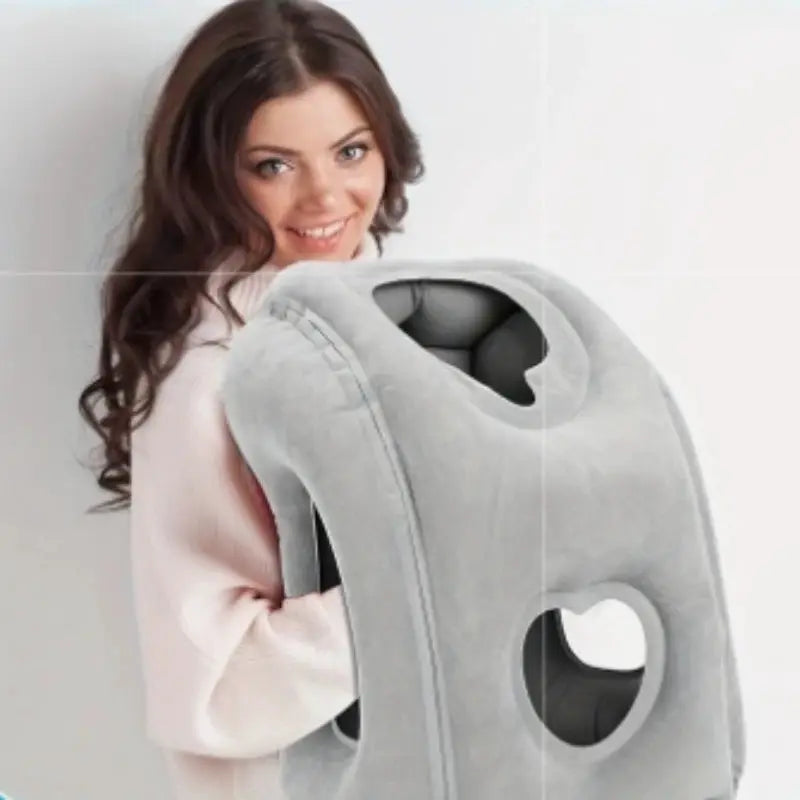 Inflatable Travel Pillow With Patented Valve For Adjustable Neck And Head Support Lightweight Thanksgiving Gift