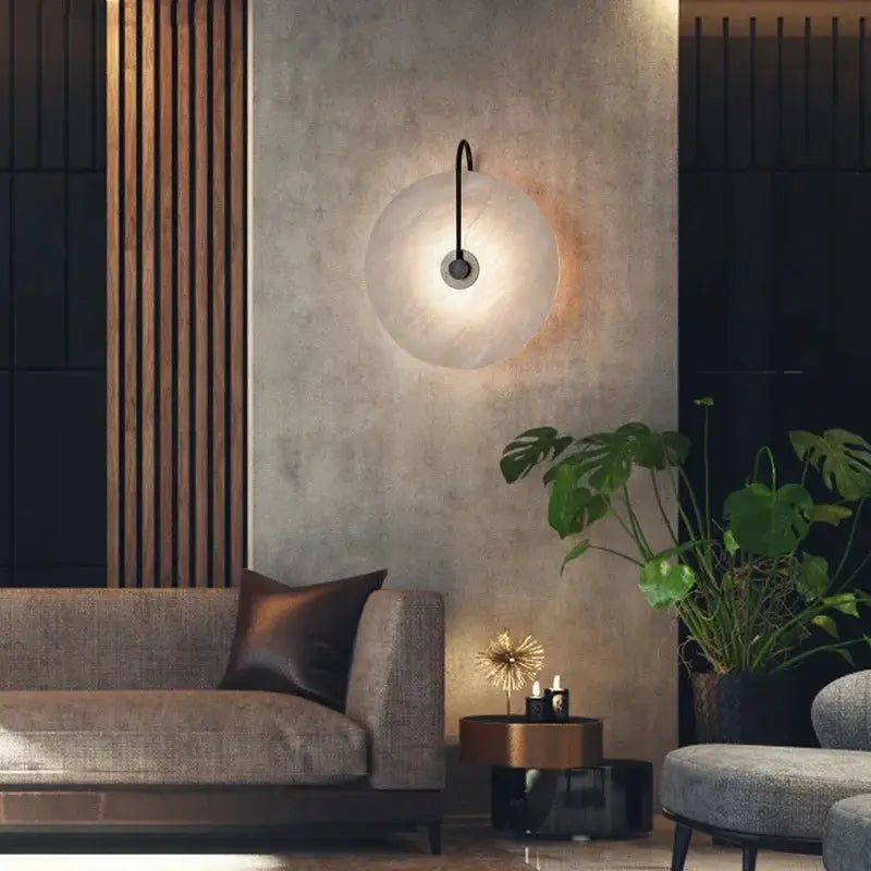 Nordic marble moon LED wall sconce by Simples Market for indoor bedroom decor