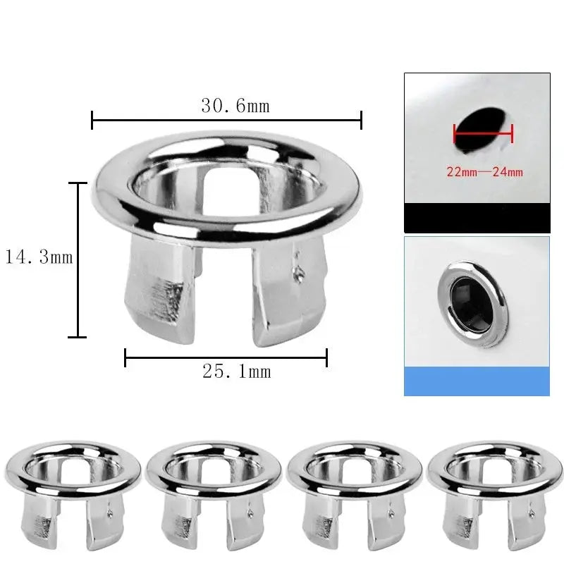 HomeX Round Sink Hole Overflow Cover Durable Plastic Silver Plated Drain Cap For Kitchen And Bathroom