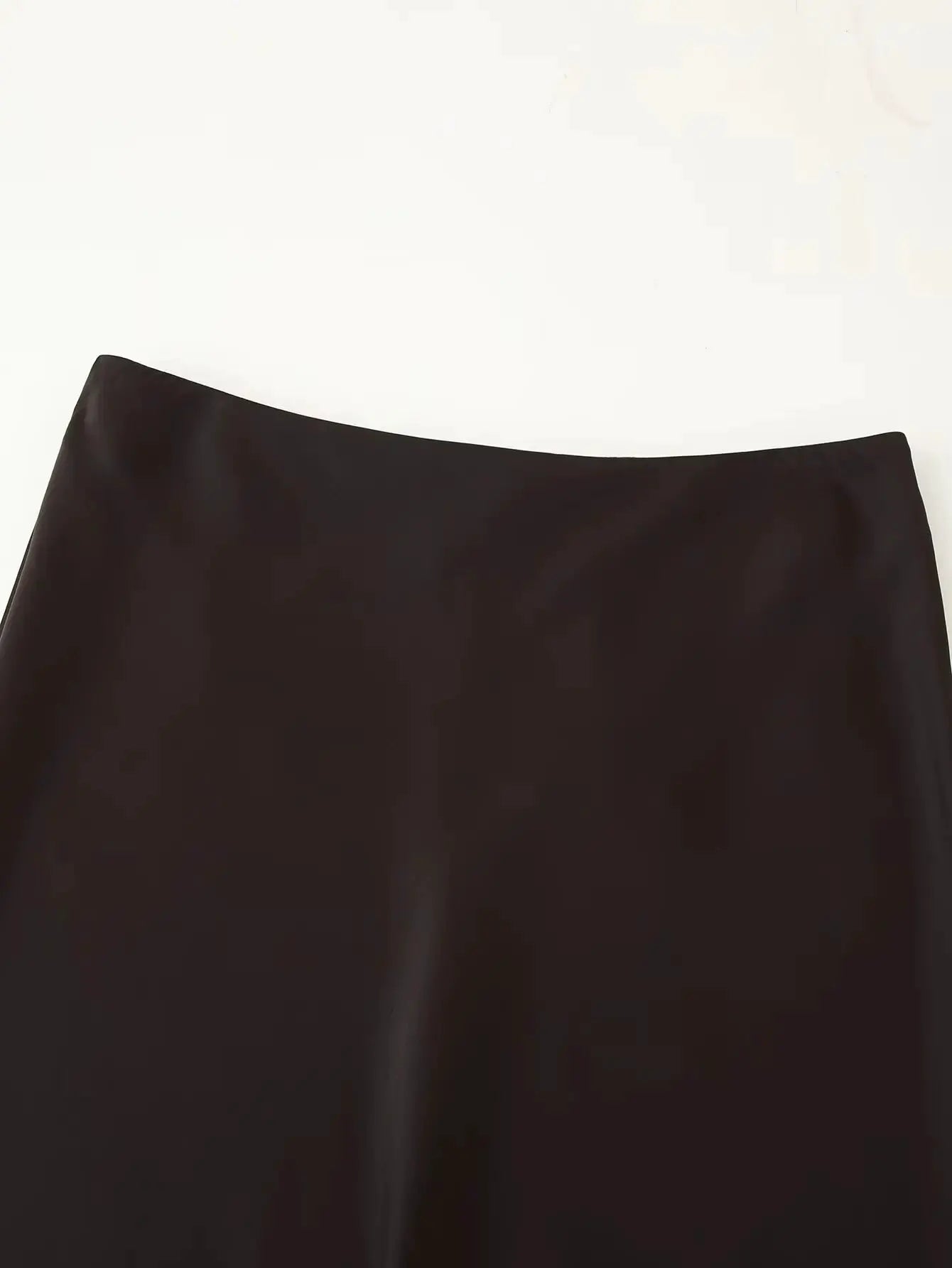 TFMLN satin half skirt by Simples Market in dark brown, wrap-around long style