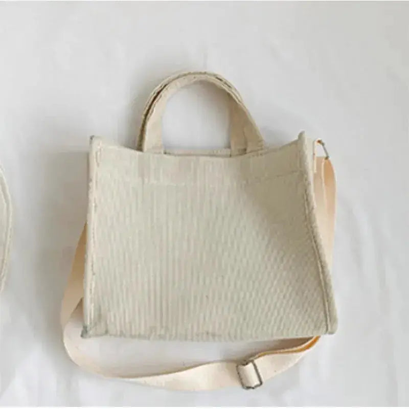 Rilibegan Corduroy Shoulder Bag for Women Vintage Style Large Capacity Trendy Square Design