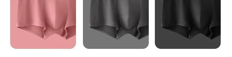 3-pack men's cotton boxer shorts in pink, gray, and black with breathable U-convex design; Simples Market.
