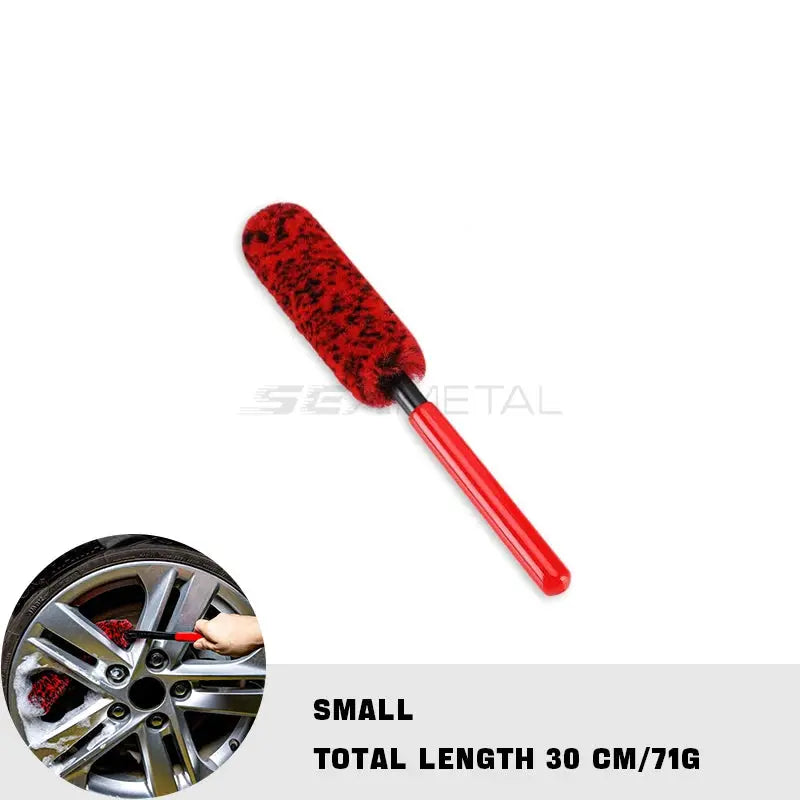 SEAMETAL wheel detailing brush, bendable red microfiber tool for rims and tires, 30 cm.