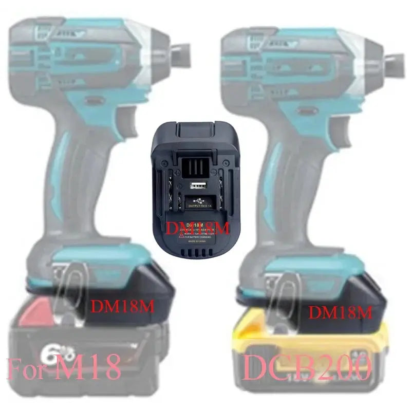 DM18M Converter Adapter For Milwaukee M18 And DeWalt 18V XR 20V MAX 60V FlexVolt USB Power Bank