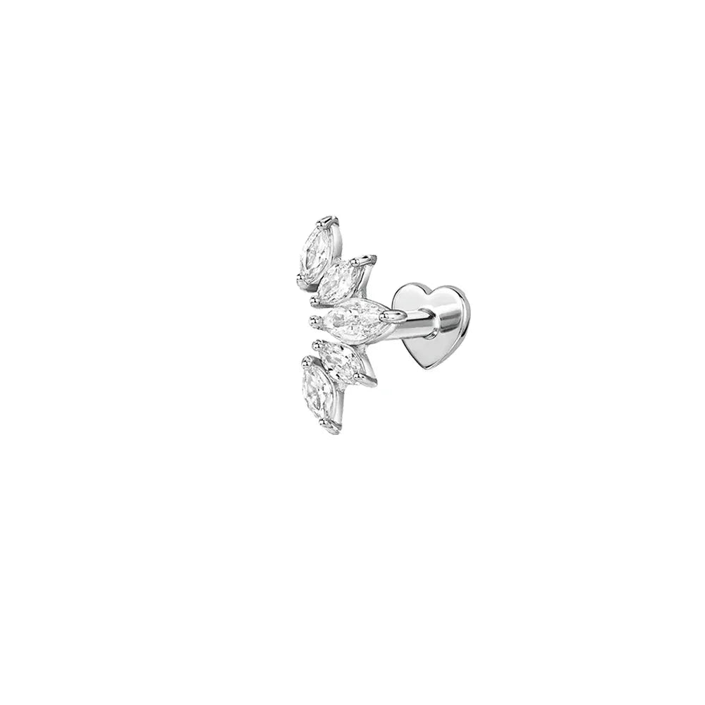 AIDE heart-back 925 sterling silver helix earring with a geometric zircon cluster