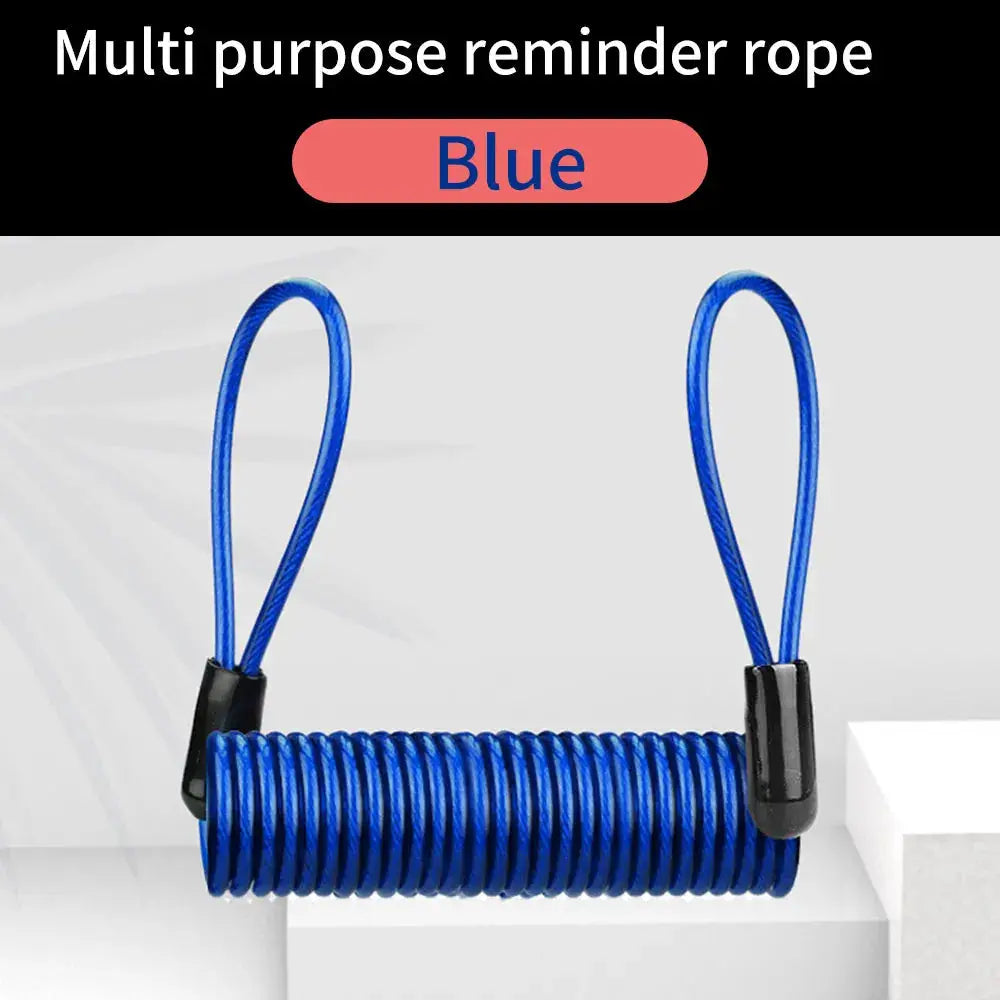 Reminder cable 1.2m blue coil with loop ends for motorcycle security