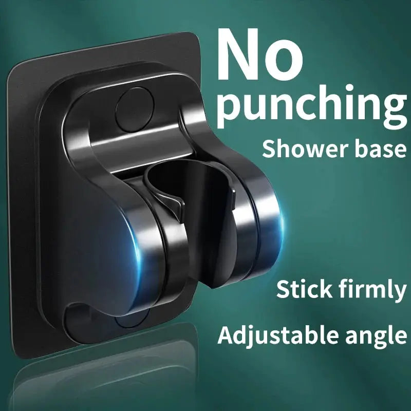 Shower bracket, perforation-free wall-mount with adjustable angle, black metal by Simples Market