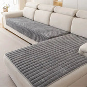 Simples Market plush quilted velvet sofa cushions, grey, non-slip seat covers for sectional, set of 2