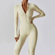 ZenMove Yoga Boilersuit For Women Long Sleeve Zipper Jumpsuit Skin Tight Fit Breathable Quick Dry Nylon Elastane