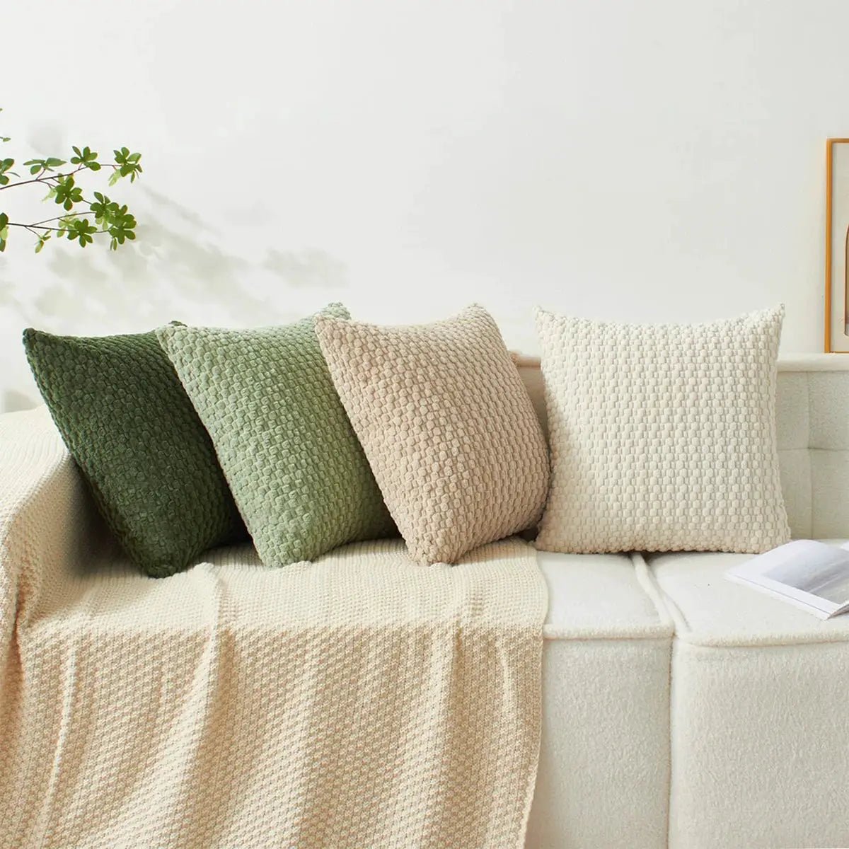 Soft Boho Style Double Sided Pillow Cover Corduroy Stripe Square Farmhouse Neutral Decor 100 Percent Polyester - Simples Market