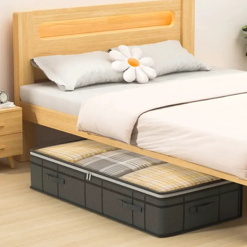 1PC large under-bed clothes storage bag by Simples Market; dark gray, foldable with handles