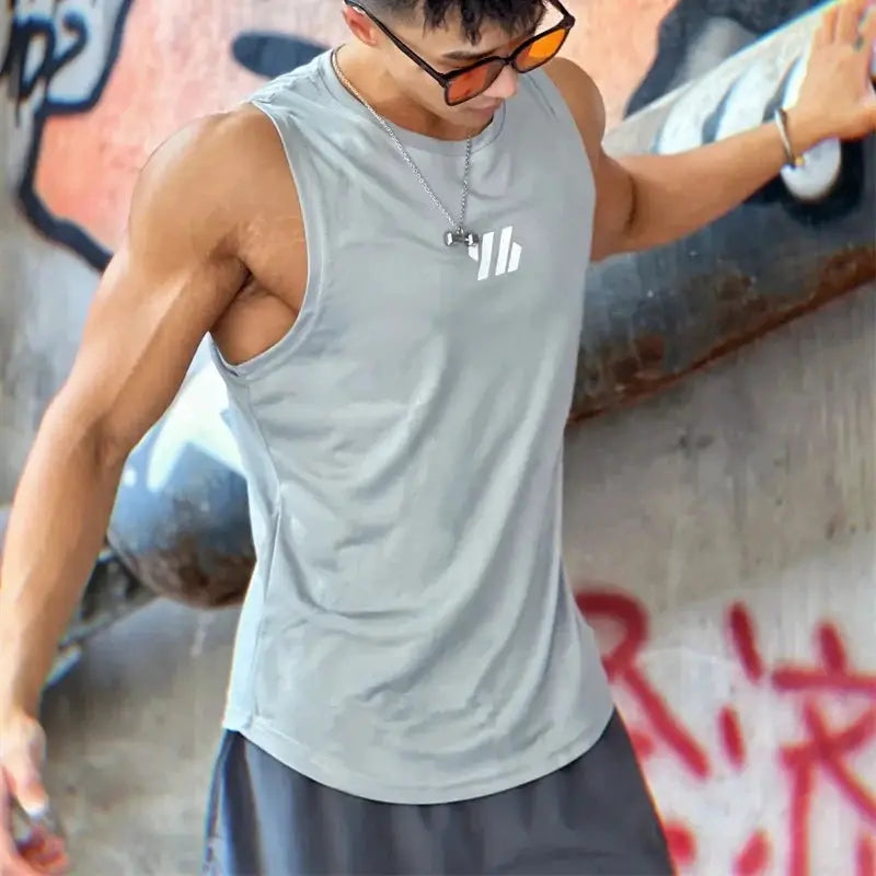 Summer Mesh Gym Vest For Men Sleeveless Tank Top High Quality Fitness Sports Shirt