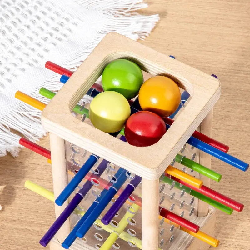 Wooden Stick Board Game For Parent Child Interaction Montessori Toy Four Sided Acrylic Cylinder Stick Picking Game
