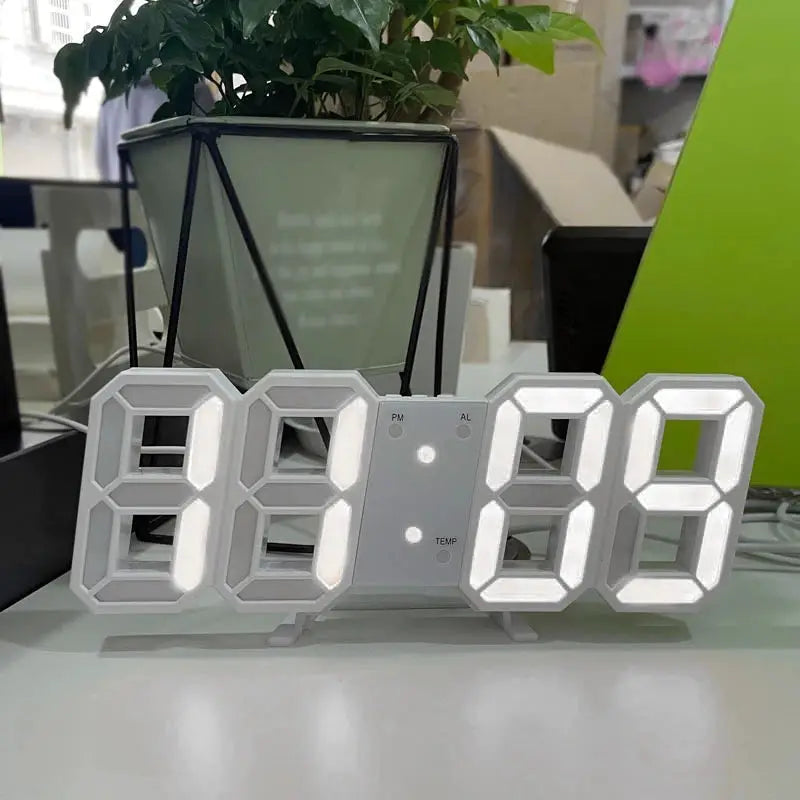 3D LED Digital Clock Luminous Wall Clock Multifunctional USB Plug In Electronic Timepiece For Home Decor