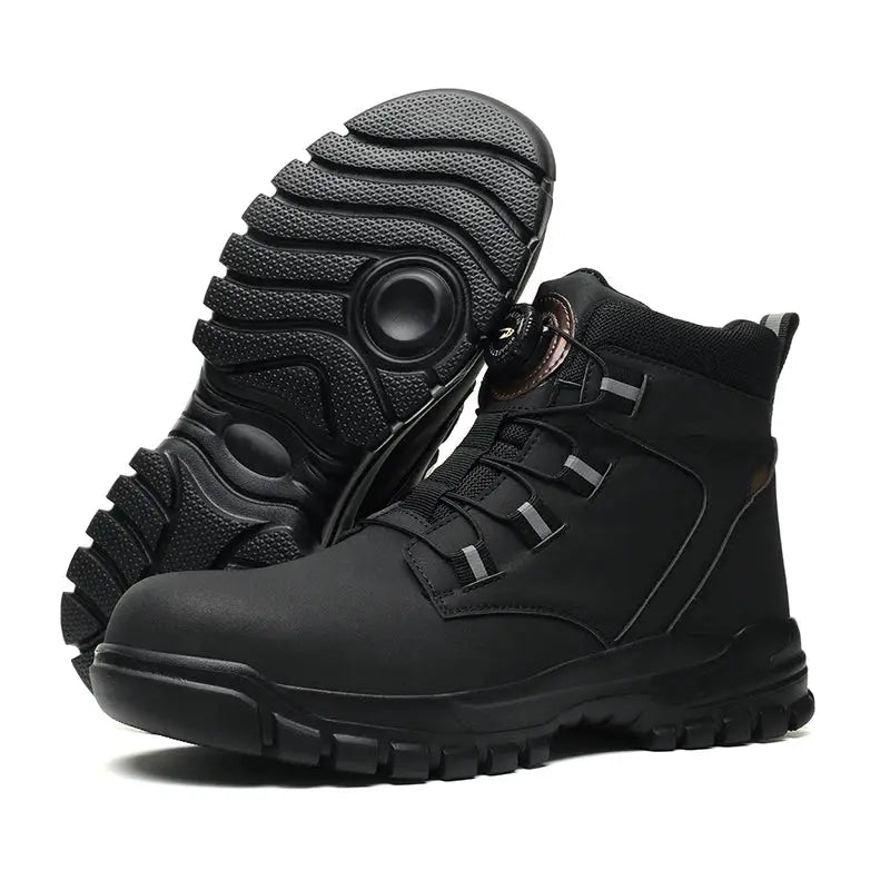 Rotating Button Work Shoes For Men Anti Puncture Waterproof Steel Toe Non Slip Safety Boots