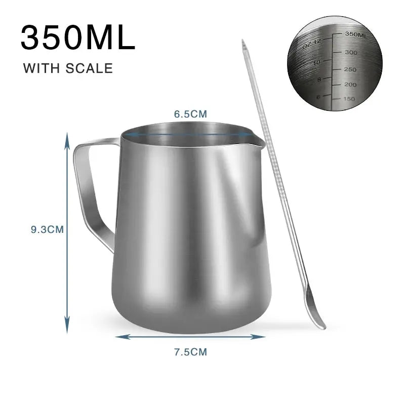 Stainless Steel Milk Frother Jug 100ml 350ml 600ml Frothing Pitcher For Coffee Latte Barista Espresso Maker Accessory