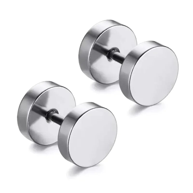 Stainless Steel Round Circle Stud Earrings One Pair for Men and Women Screw Back Closure Durable Fade Resistant Jewelry