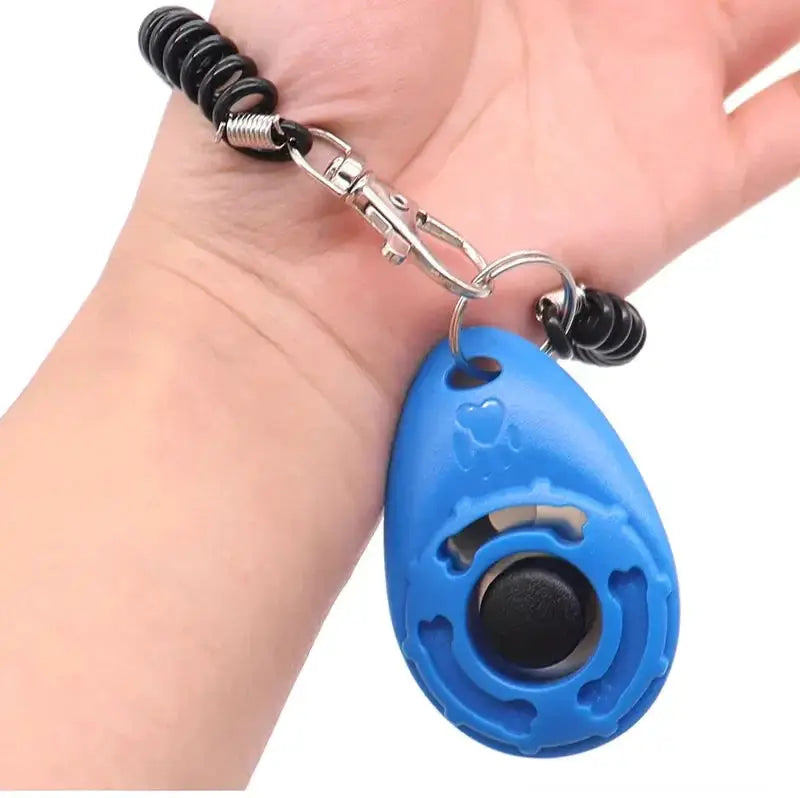 Simples Market blue adjustable dog training clicker with wrist strap and keychain