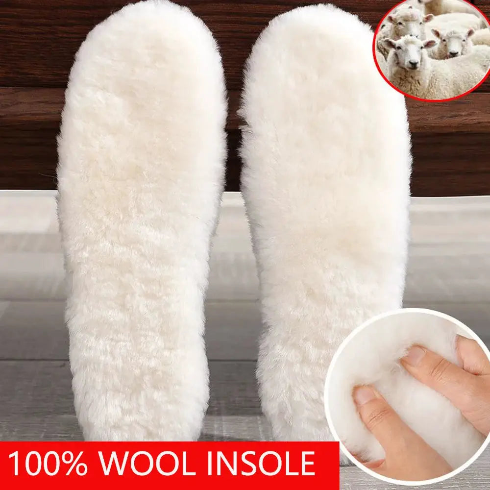 Genuine Sheepskin Fleece Insoles for Men and Women Warm Winter Real Wool Cashmere Inner Soles for Shoes and Snow Boots