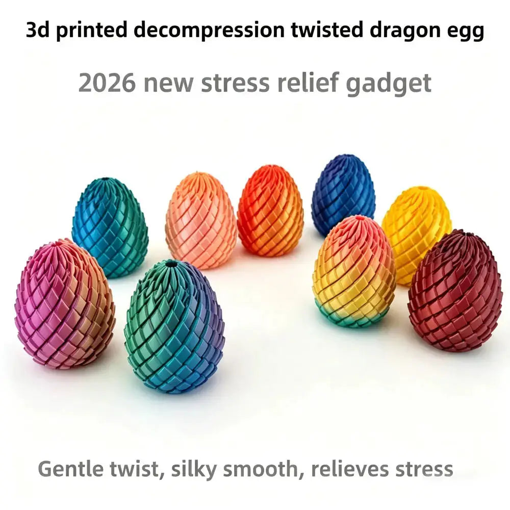 3D printed dragon egg stress-relief twist set, rainbow-colored eggs by Simples Market (9 pieces)