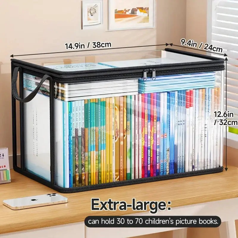 Pvc Storage Bag With Flip Lid And Viewing Window Durable Rectangular Organizer For Toys Crafts Books Snacks