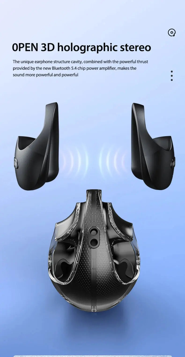 MINISO X15Pro 5.4 Bluetooth translation headset; black wireless earphones with open charging case
