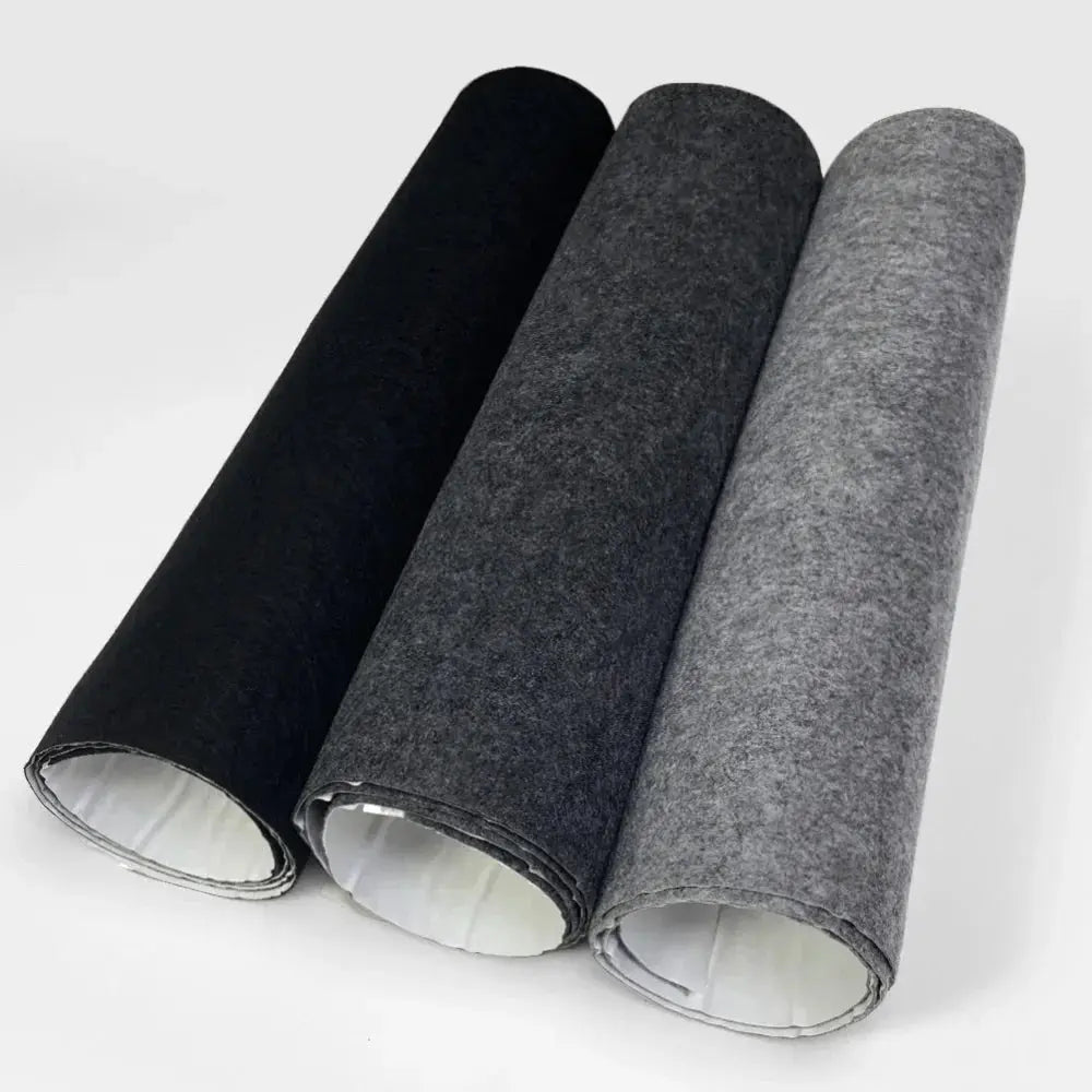 Car lining felt cloth rolls by Simples Market; self-adhesive non-woven carpet in black, charcoal, and light gray (3 rolls)