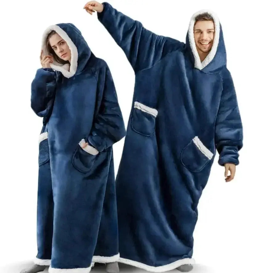 CozyCloud Super Long Wearable Fleece Blanket Hoodie 150cm For Women And Men Cold Proof Winter Comfort