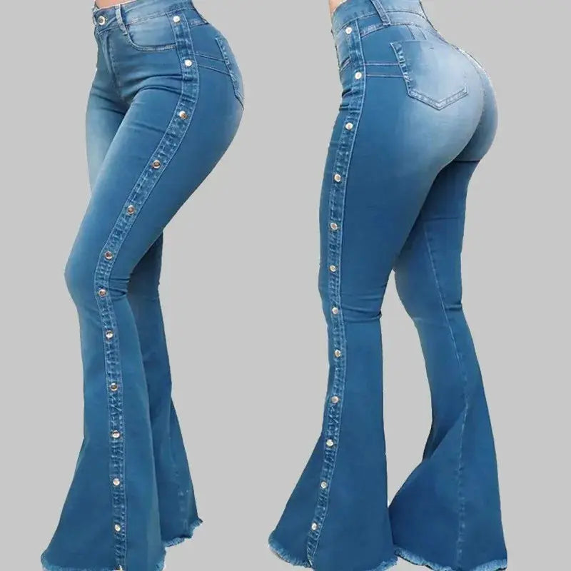 High Waist Stretch Denim Flare Jeans For Women Trousers Autumn 2024