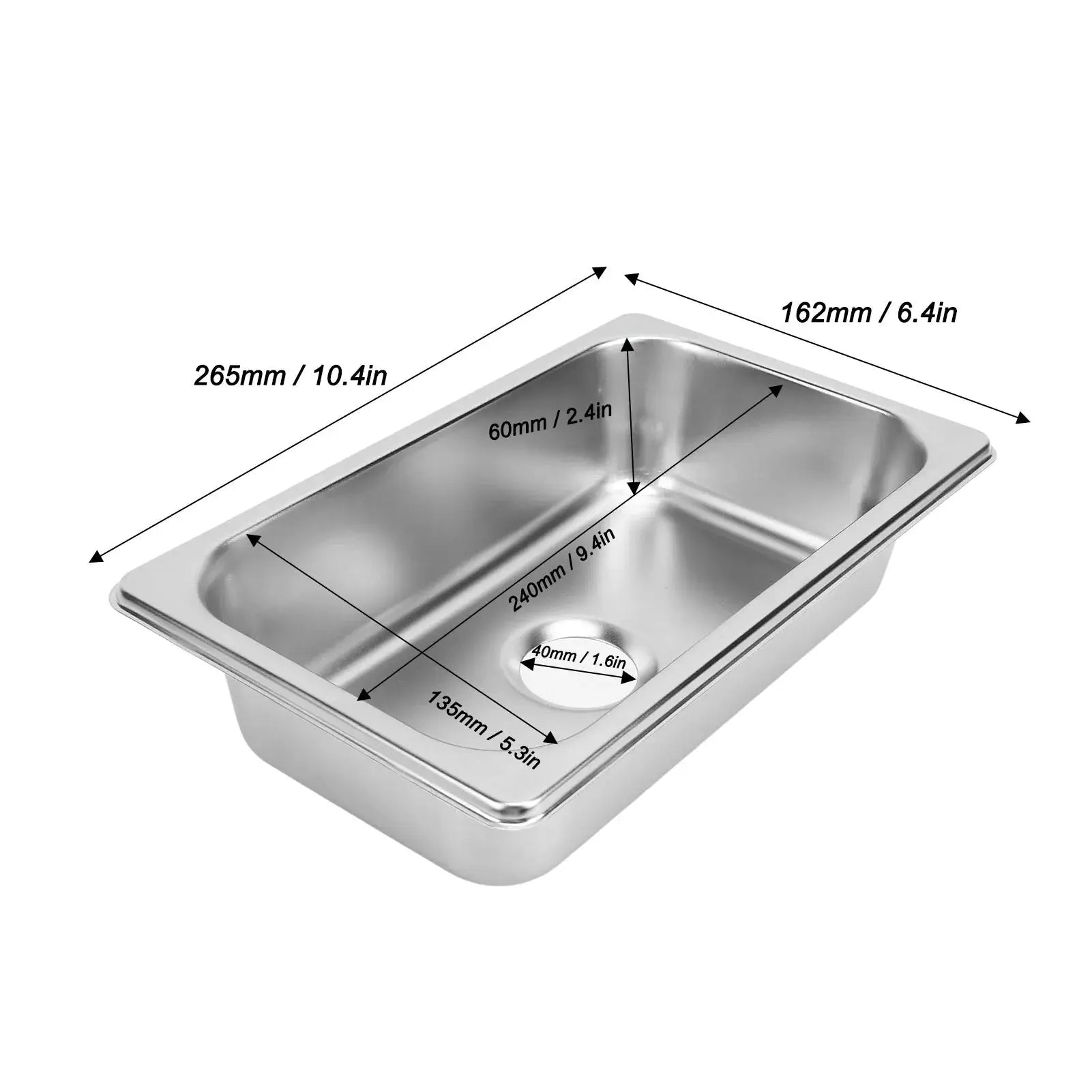 Simples Market RV 304 stainless rectangular kitchen sink with 40mm drain outlet