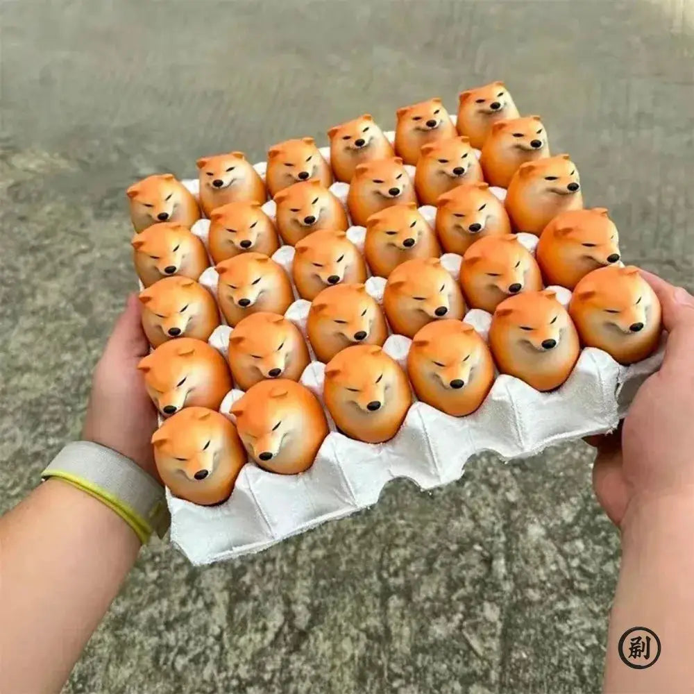 Shiba Inu Realistic Egg Shape PVC Desk Decor Dog Ornament For Home Office And Christmas Gift